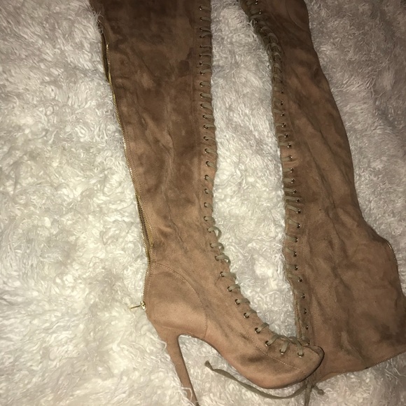 Ziti soho thigh high back zip lace up booties - Picture 4 of 4